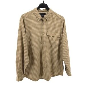 ExOfficio Button Down Shirt Mens XL Pre-Owned Beige Plaid Wicking Utility Pocket